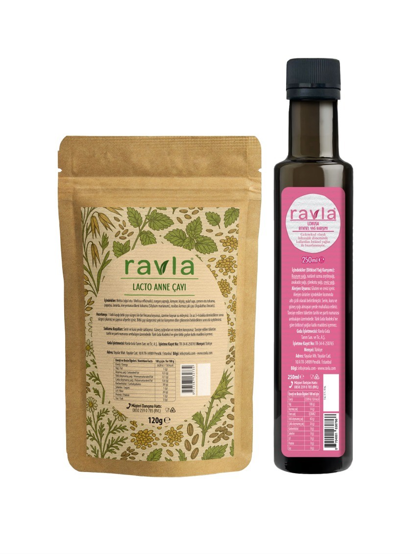 2’li Ürün - Ravla Lohusa Bitkisel Yağ Karışımı - 250ml / Ravla Lacto Anne Çayı - 120g