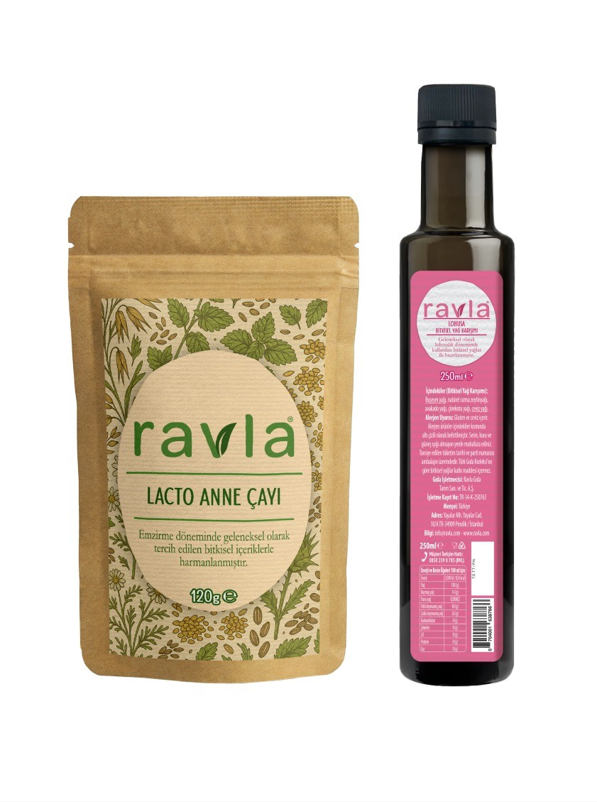 2’li Ürün - Ravla Lohusa Bitkisel Yağ Karışımı - 250ml / Ravla Lacto Anne Çayı - 120g
