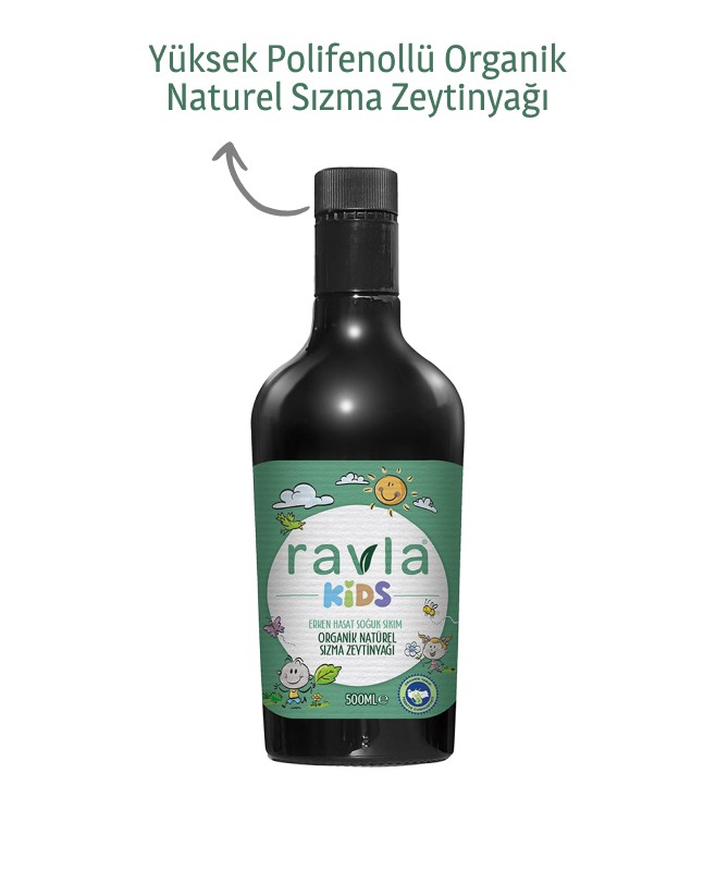 3'lü Ürün - Ravla Kids Yüksek Polifenollü Organik Naturel Sızma Zeytinyağı 500ml / Ravla 17 Sebzeli Tarhana 200g / Ravla Kids Besleyici Karışım 250ml