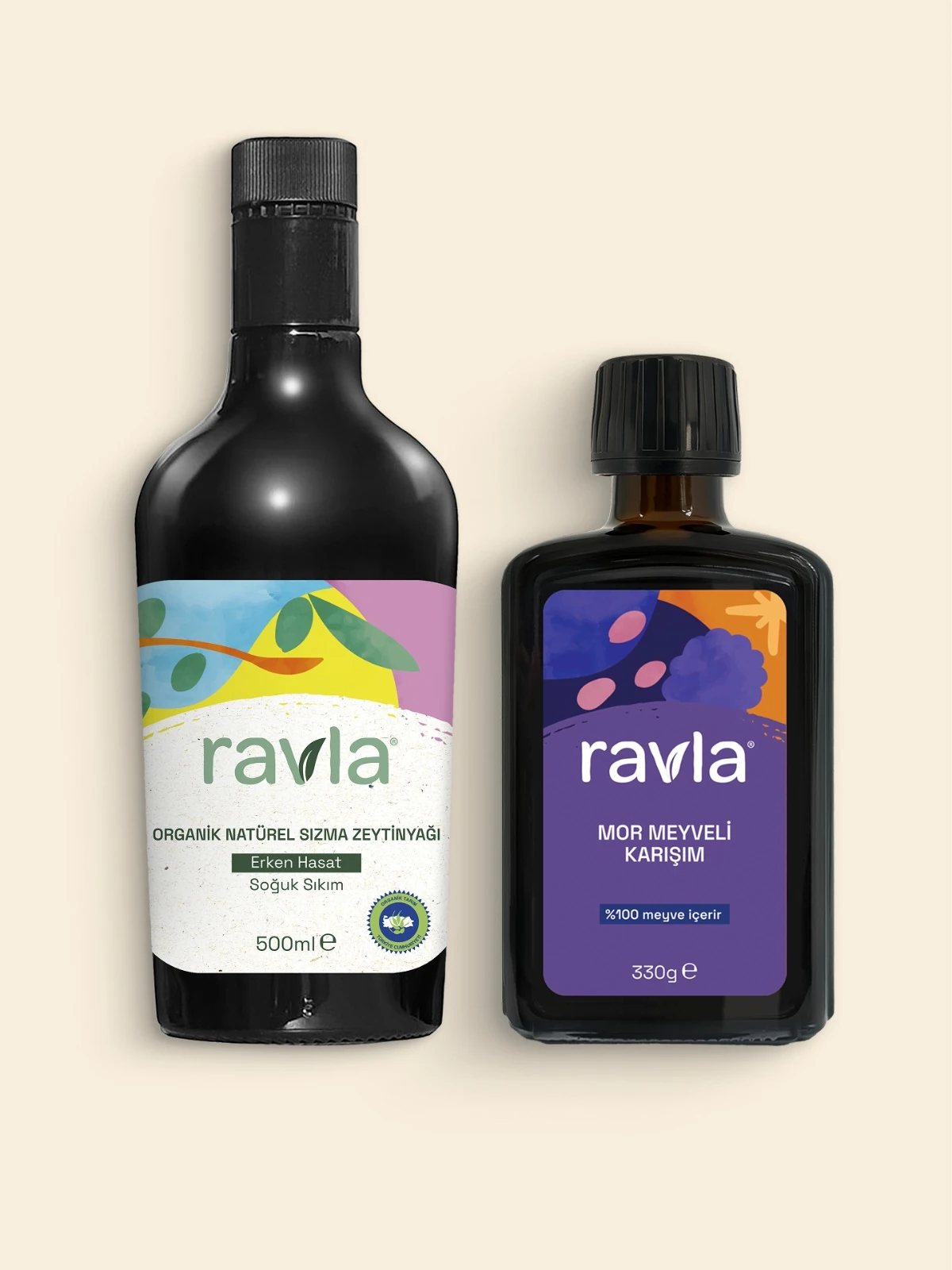2'li Ürün - Ravla Mor Meyveli Karışım - 330g / Organik Zeytinyağı