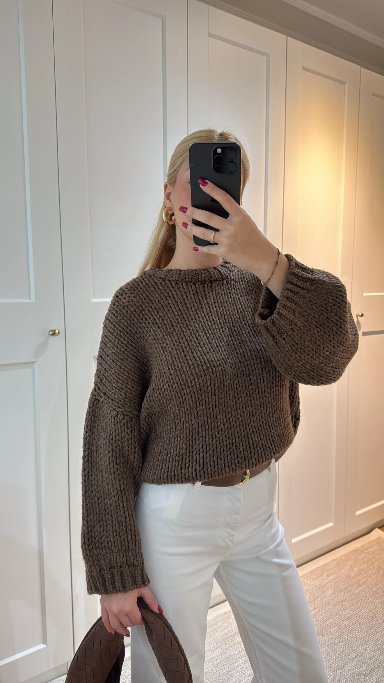 ÖRGÜ TRİKO KAZAK -KAHVE