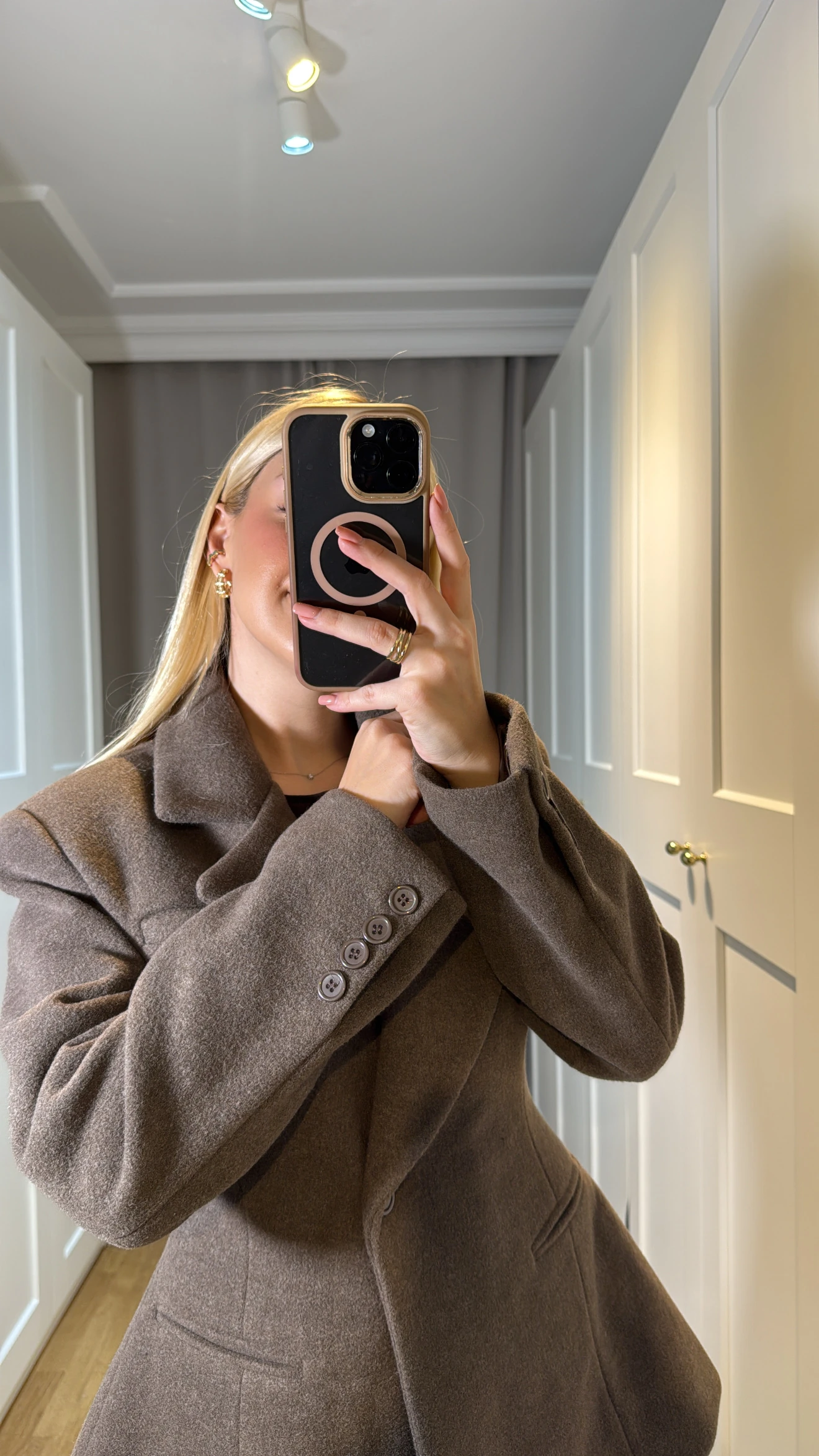 BEL DETAYI KAŞE BLAZER CEKET-KAHVE