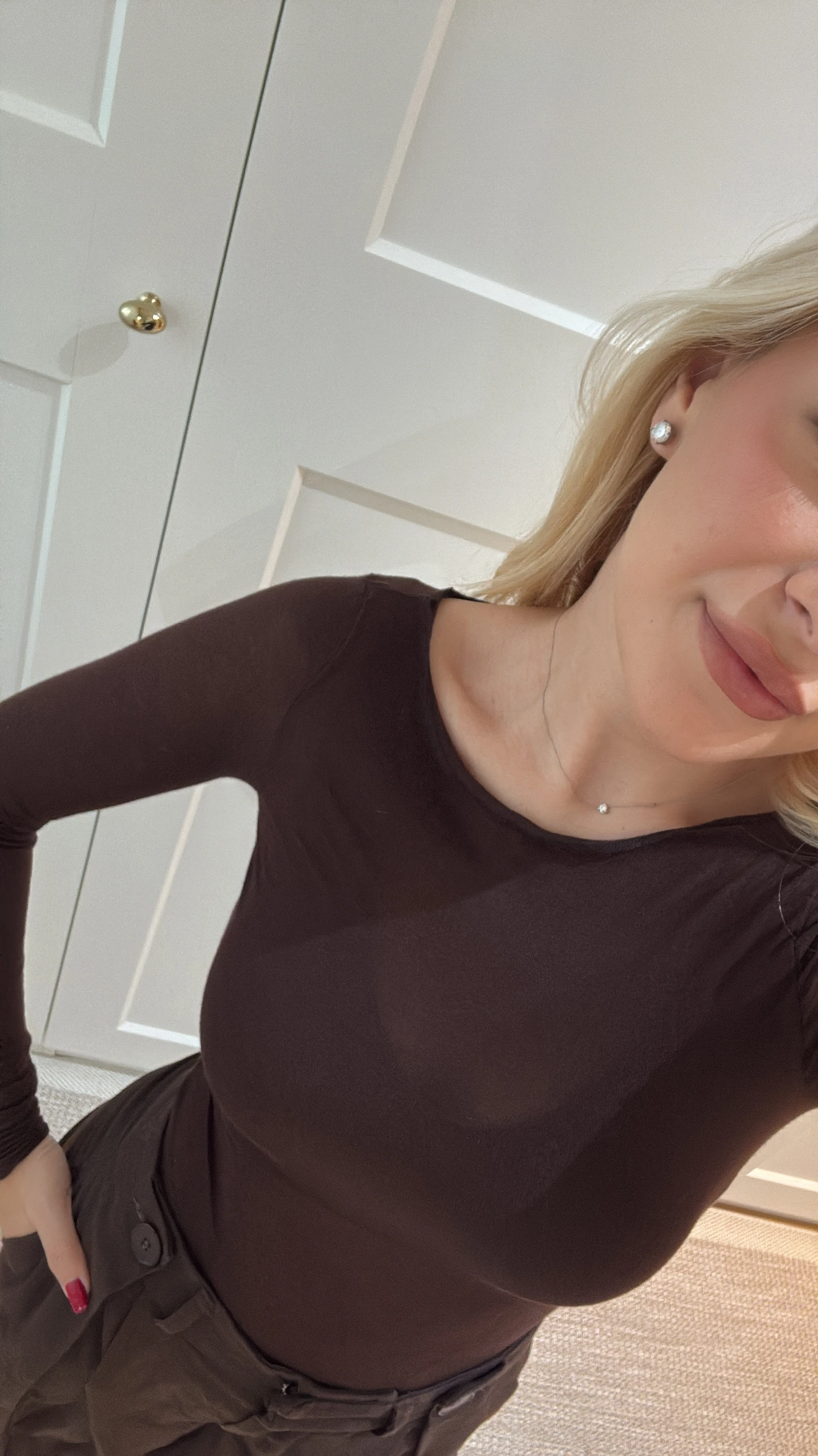 KAYIK YAKA TRANSPARAN BLUZ -KAHVE