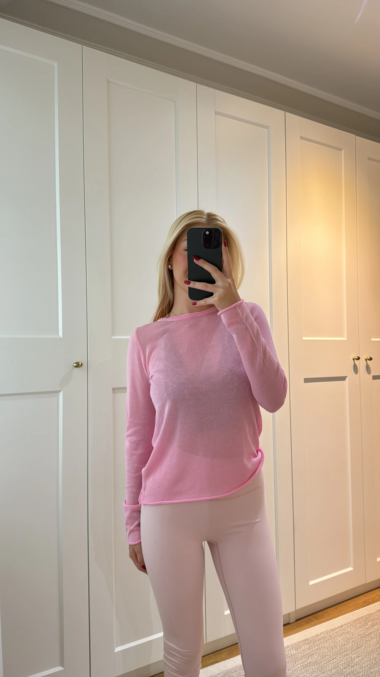 PEMBE UZUN KOLLU TRANSPARAN BLUZ