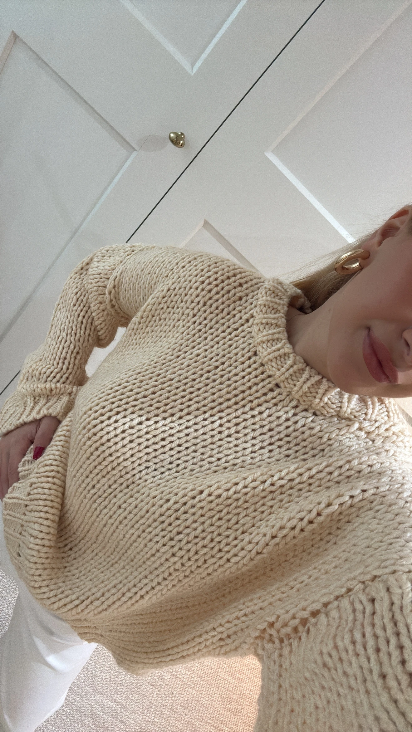 ÖRGÜ TRİKO KAZAK -BEJ