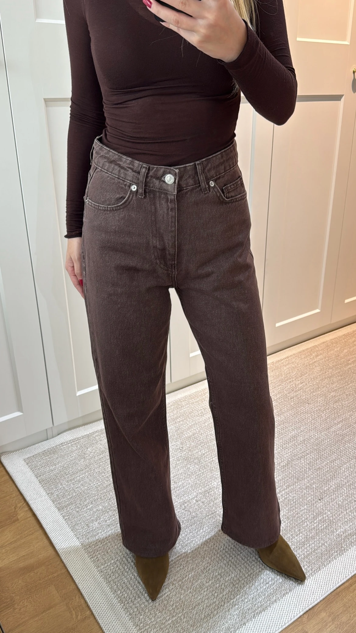 YÜKSEK BEL KOT PANTOLON- KAHVE