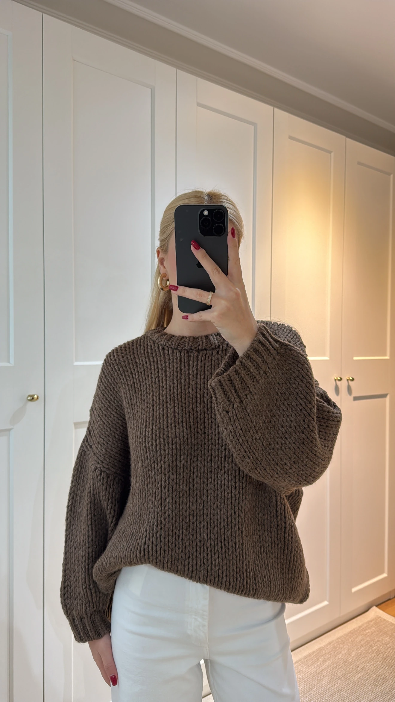 ÖRGÜ TRİKO KAZAK -KAHVE