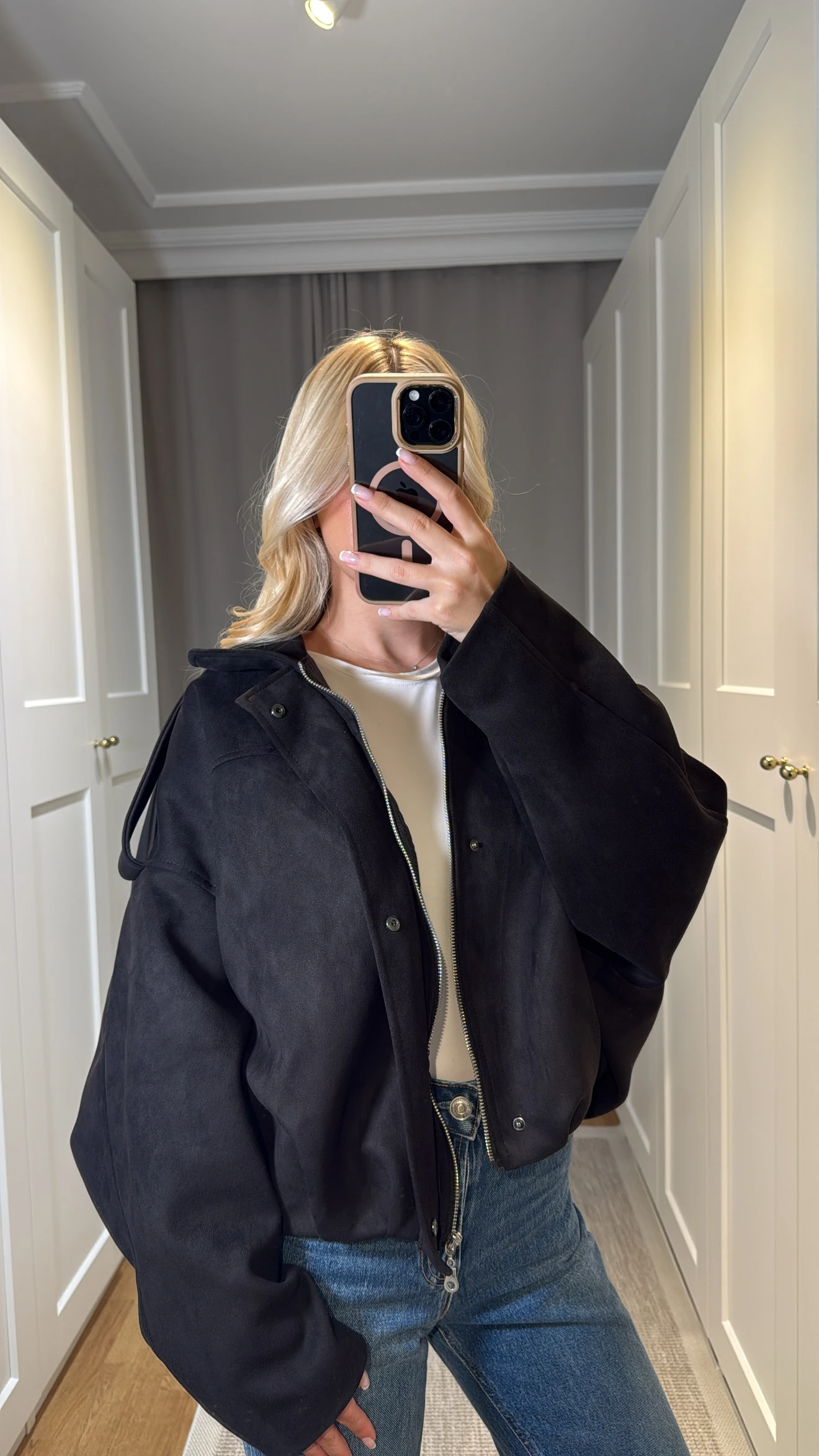 SÜET SİYAH BOMBER CEKET