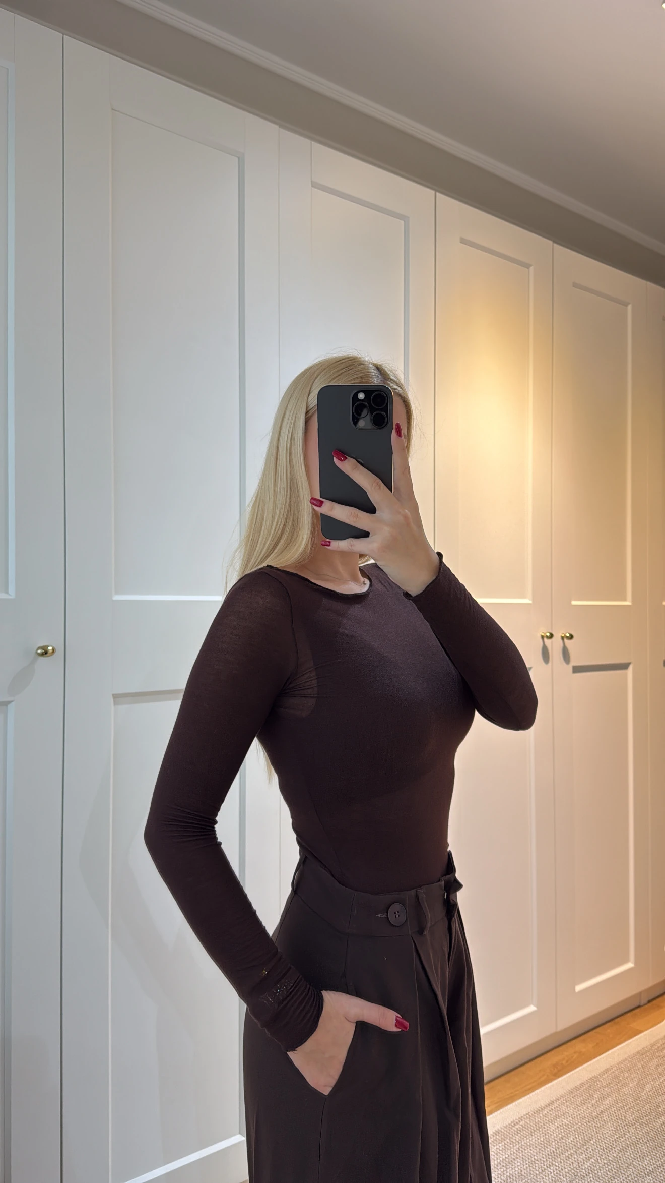 KAYIK YAKA TRANSPARAN BLUZ -KAHVE