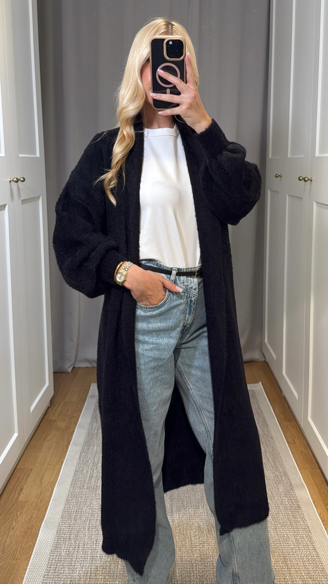 YUMUŞAK UZUN TRİKO HIRKA-SİYAH