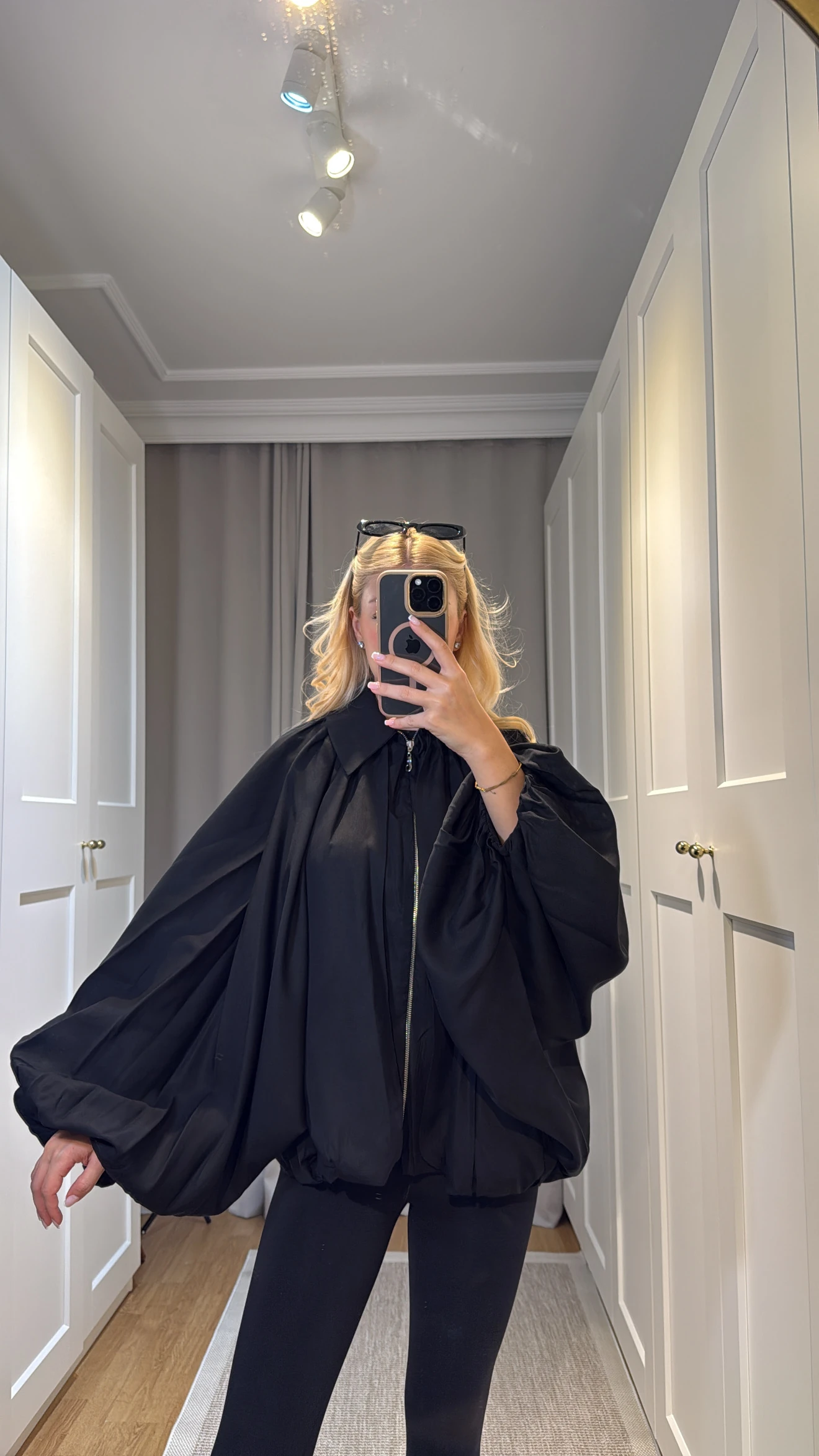 SİYAH YARASA KOL OVERSİZE CEKET