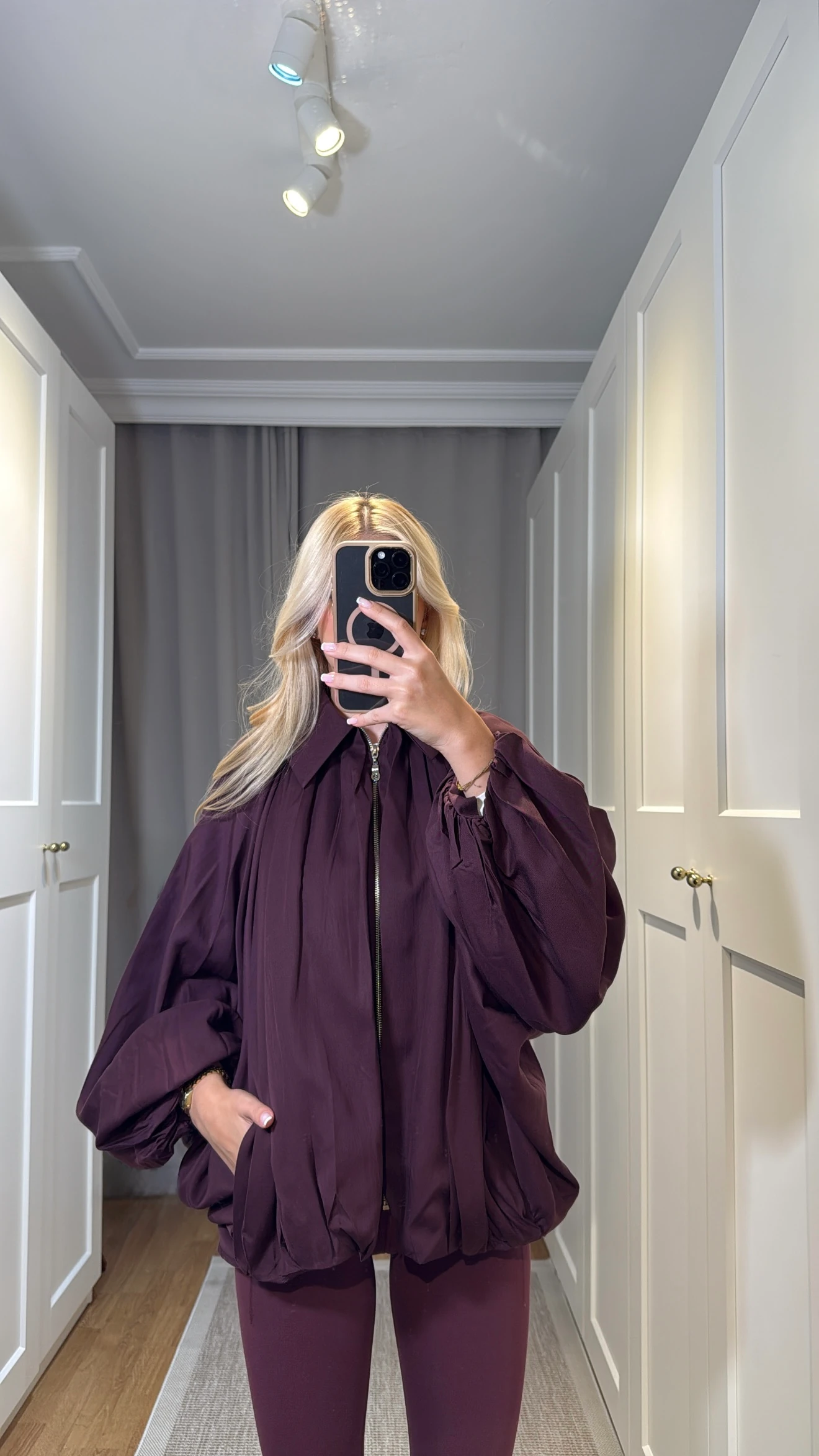 BORDO YARASA KOL OVERSIZE CEKET