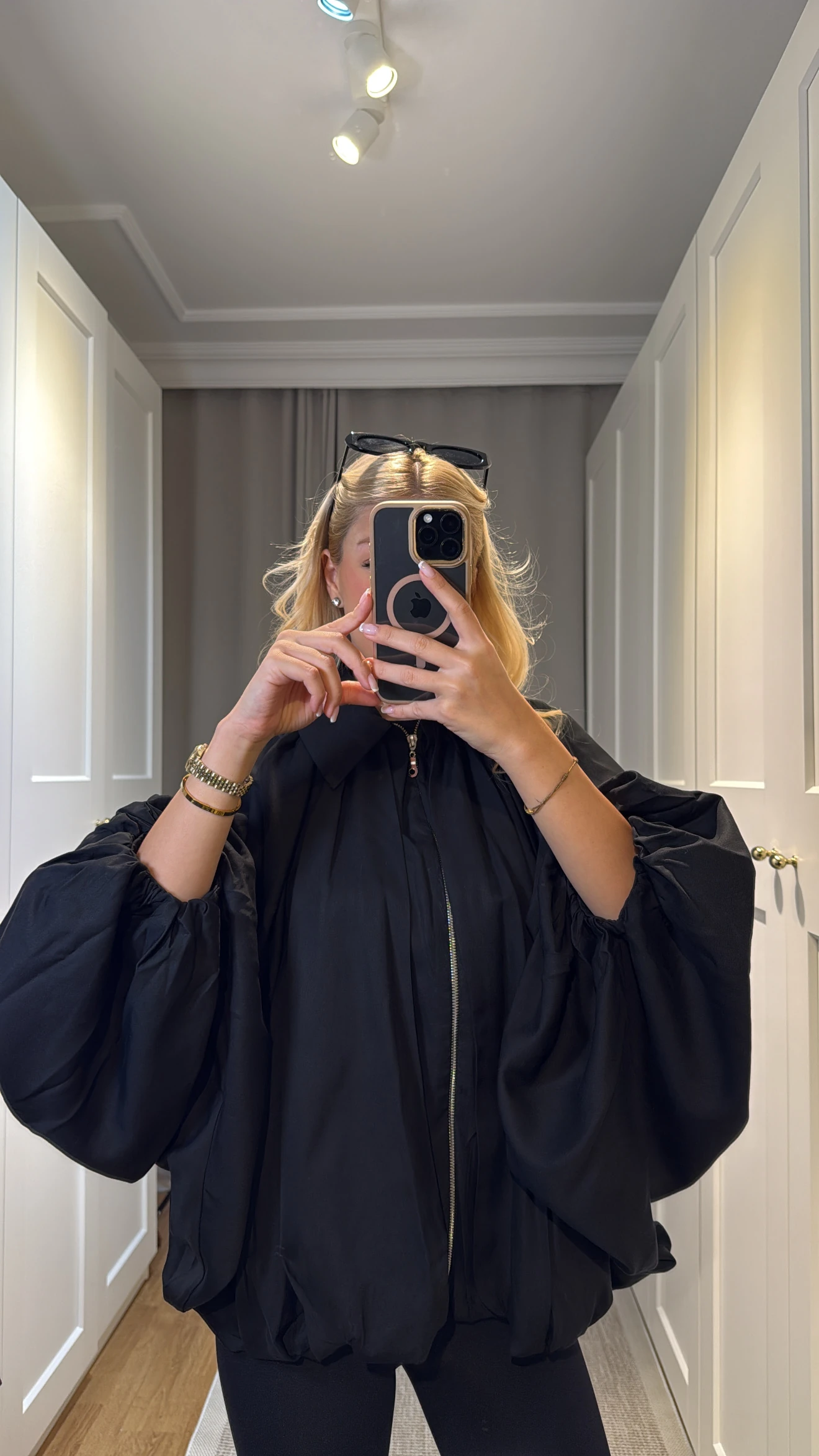 SİYAH YARASA KOL OVERSİZE CEKET