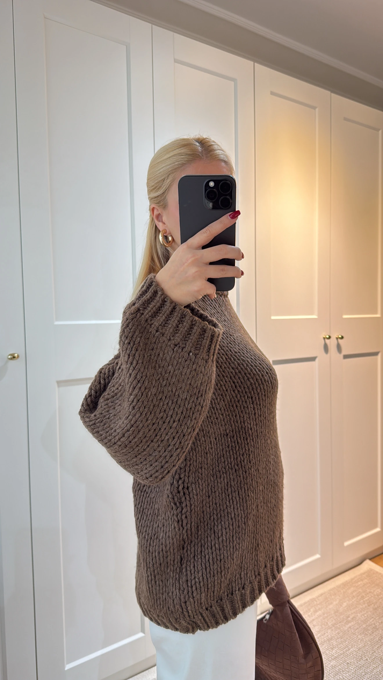 ÖRGÜ TRİKO KAZAK -KAHVE