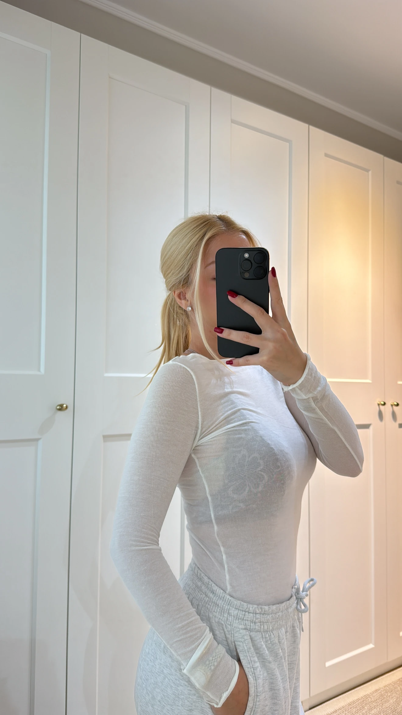 KAYIK YAKA TRANSPARAN BLUZ -BEYAZ