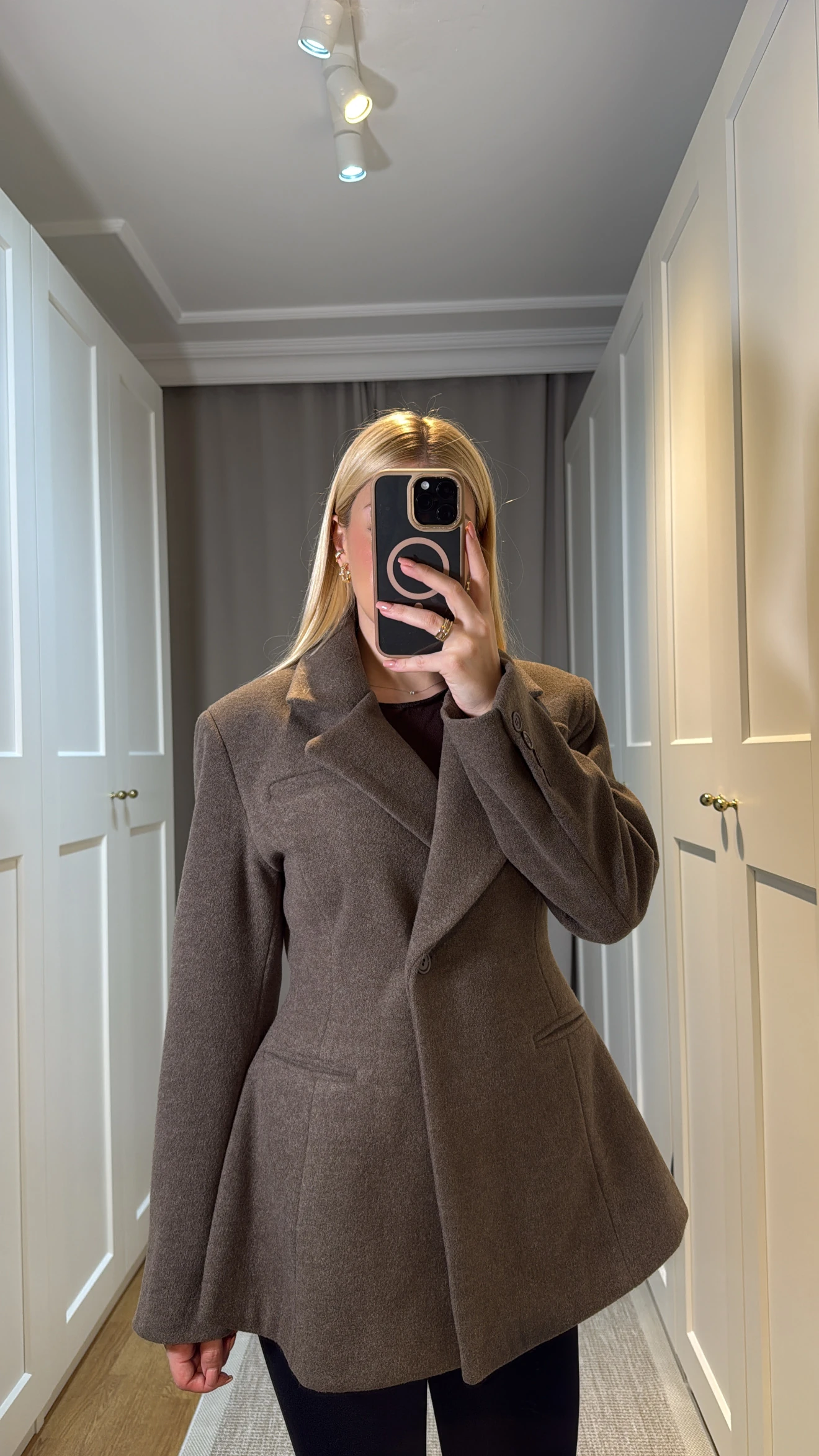 BEL DETAYI KAŞE BLAZER CEKET-KAHVE