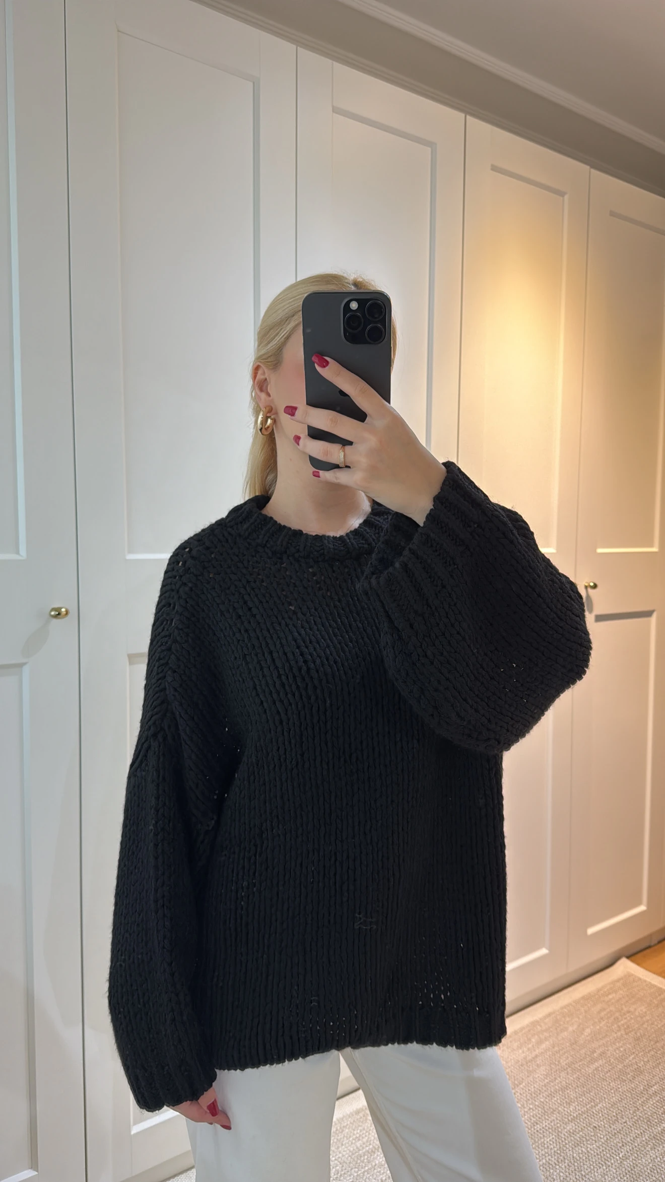 ÖRGÜ TRİKO KAZAK -SİYAH