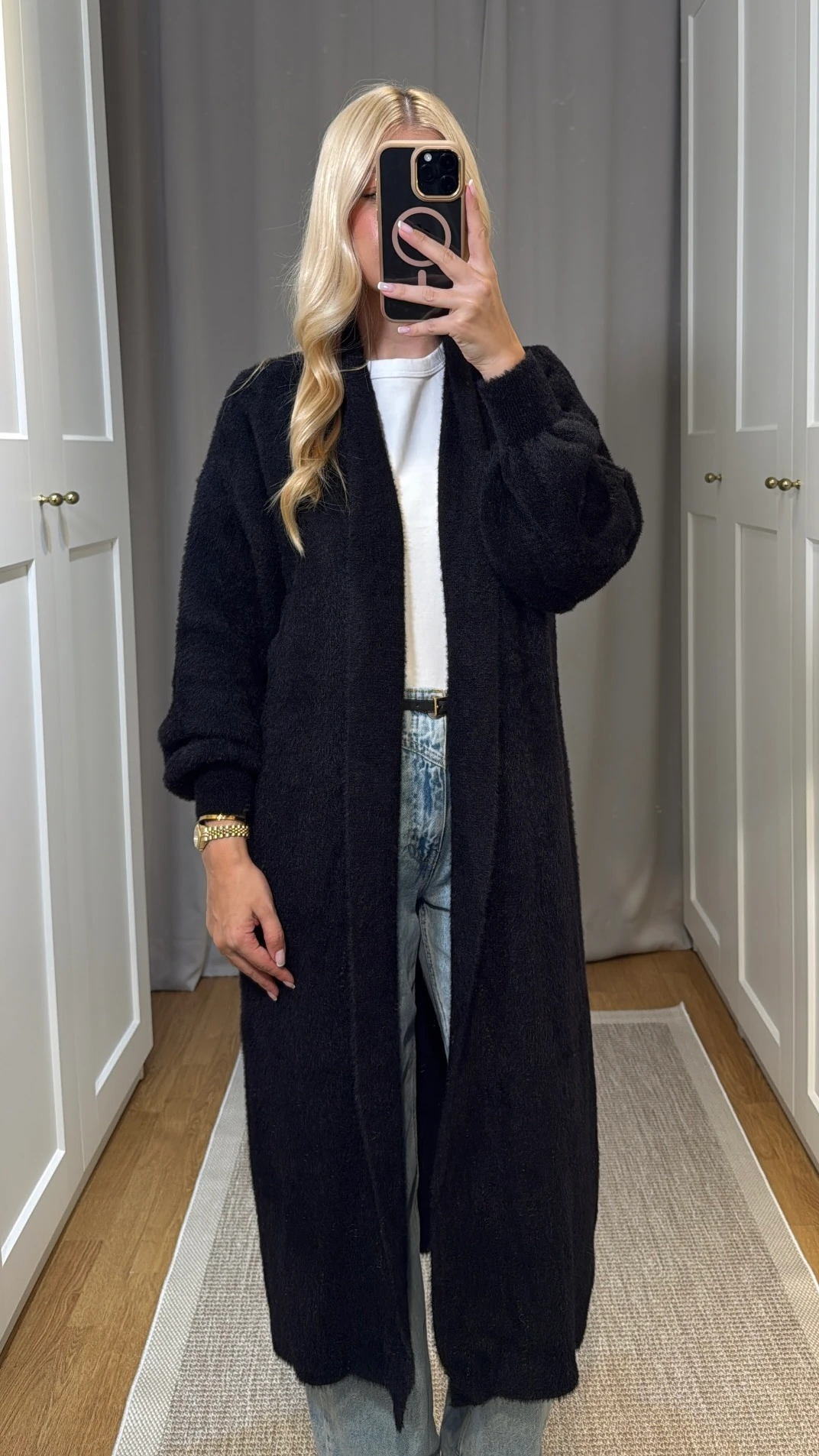 YUMUŞAK UZUN TRİKO HIRKA-SİYAH