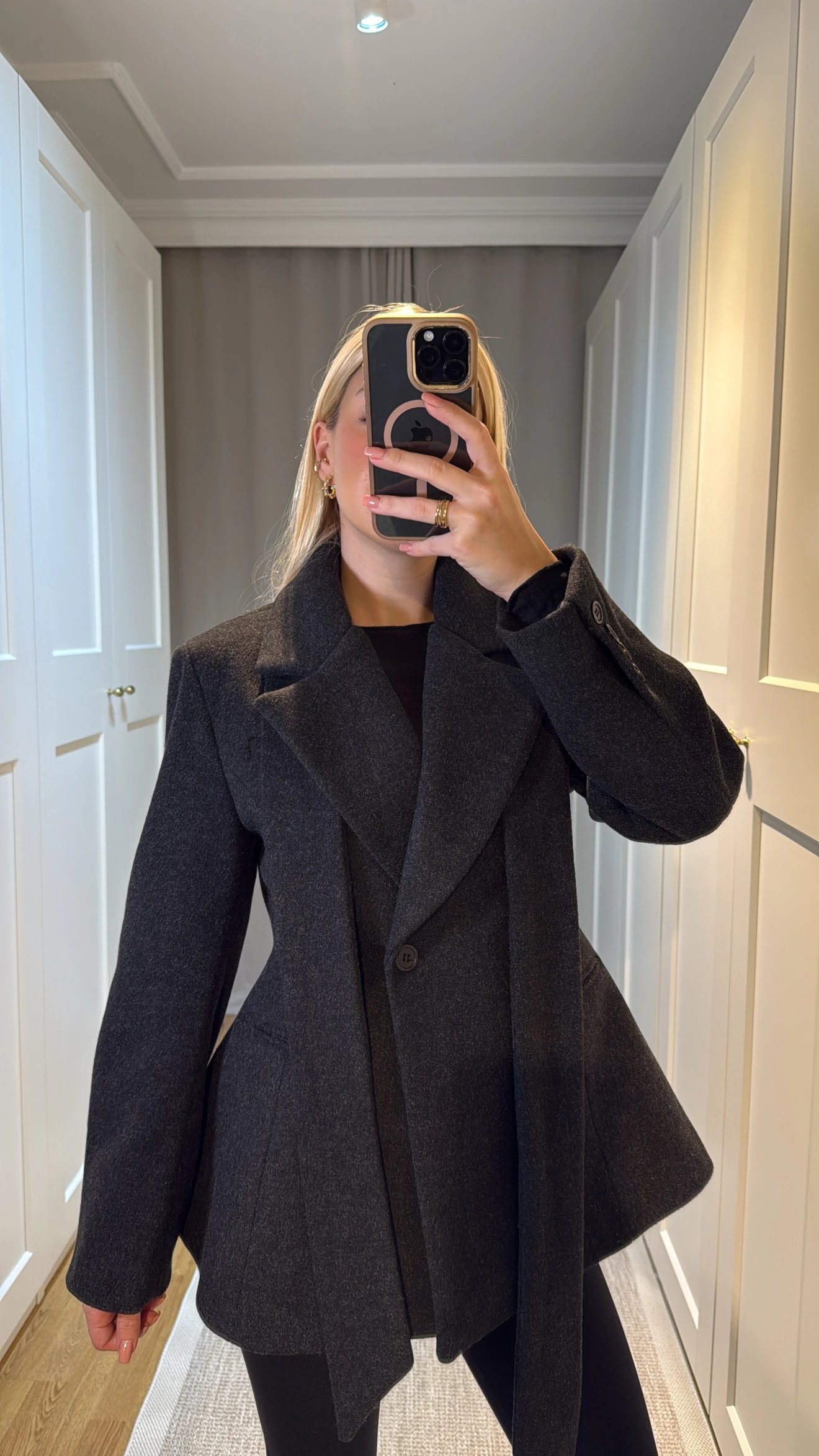 BEL DETAYLI KAŞE BLAZER CEKET-SİYAH