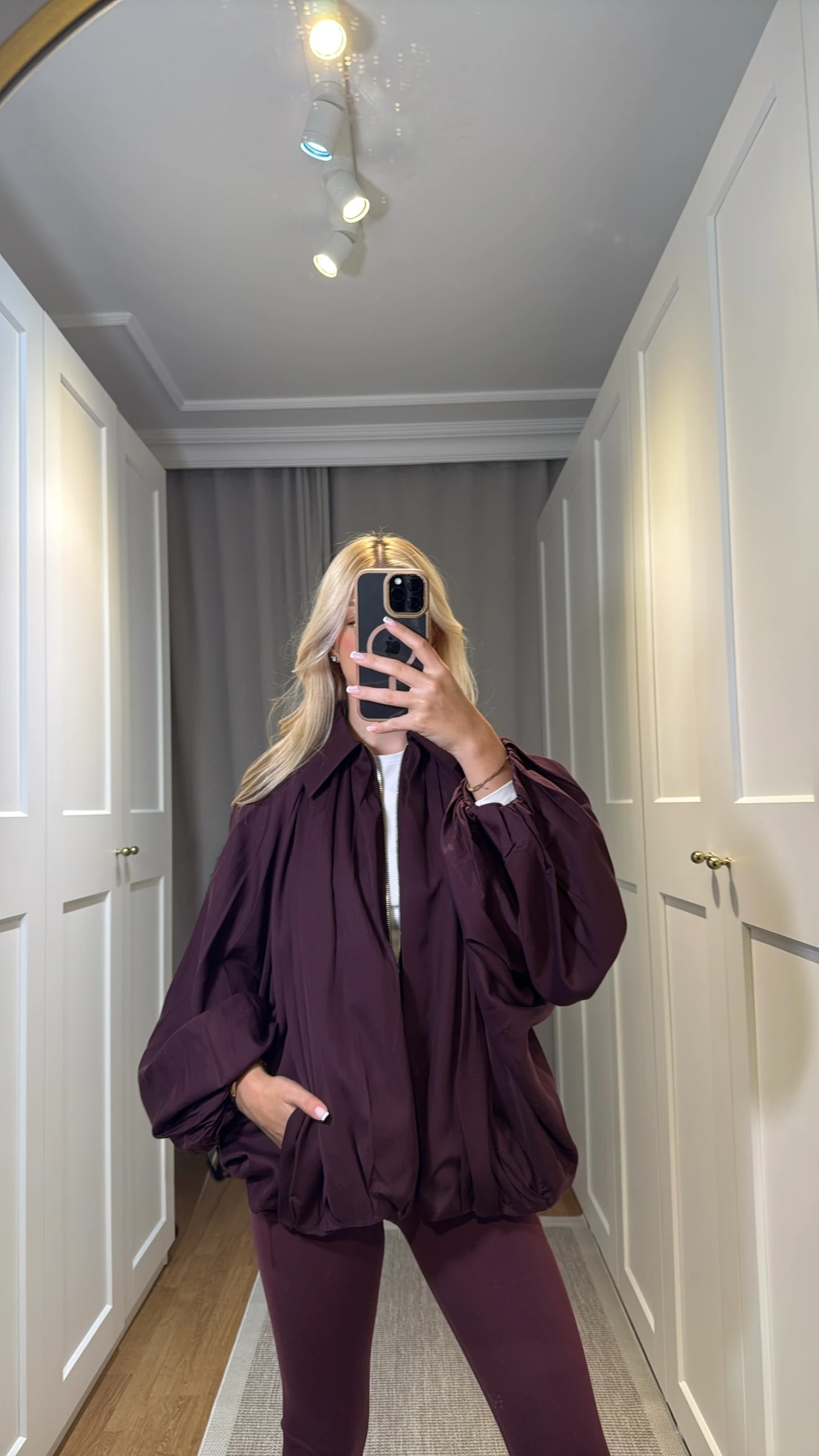 BORDO YARASA KOL OVERSIZE CEKET