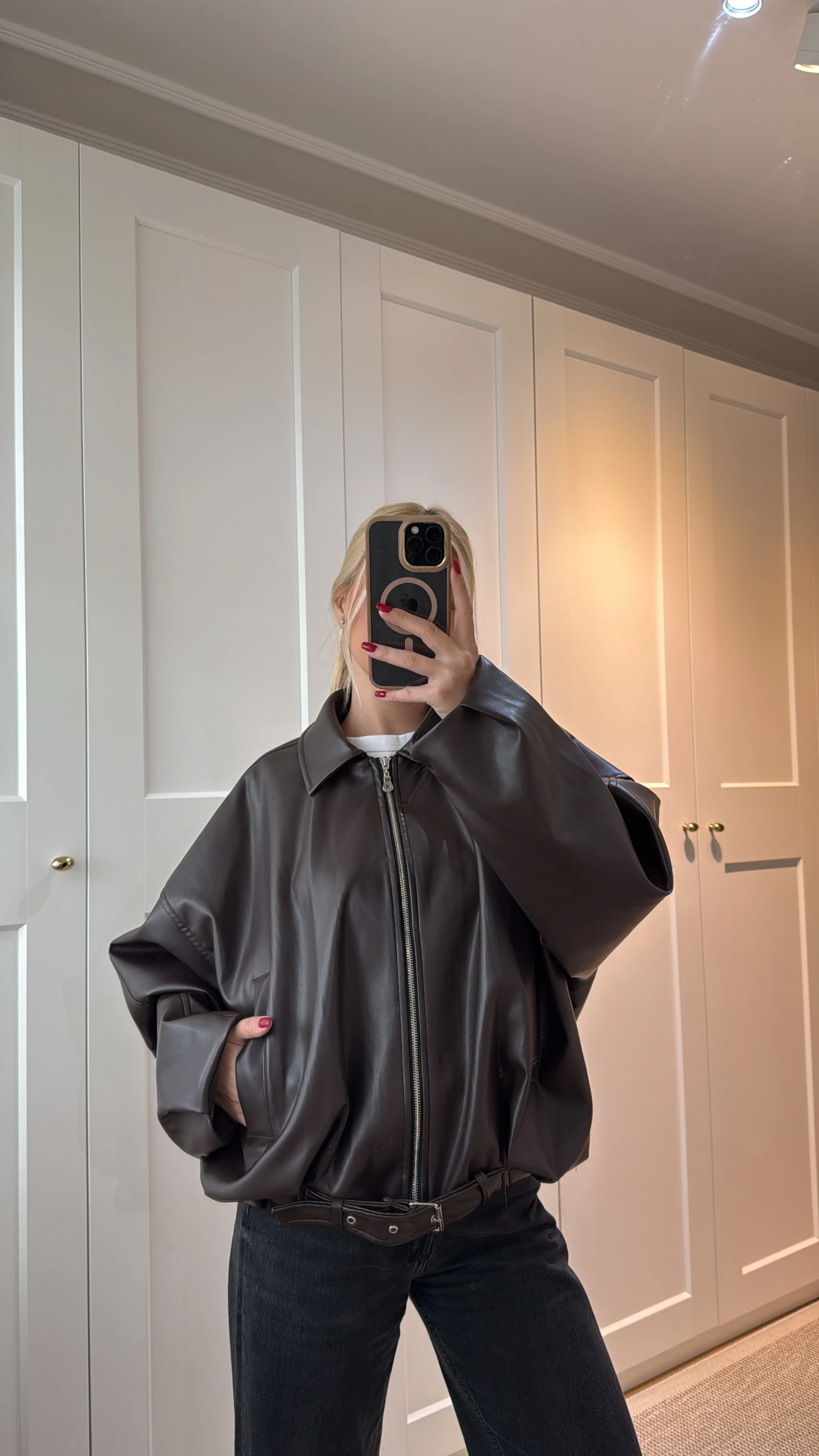 ACI KAHVE DERİ CEKET