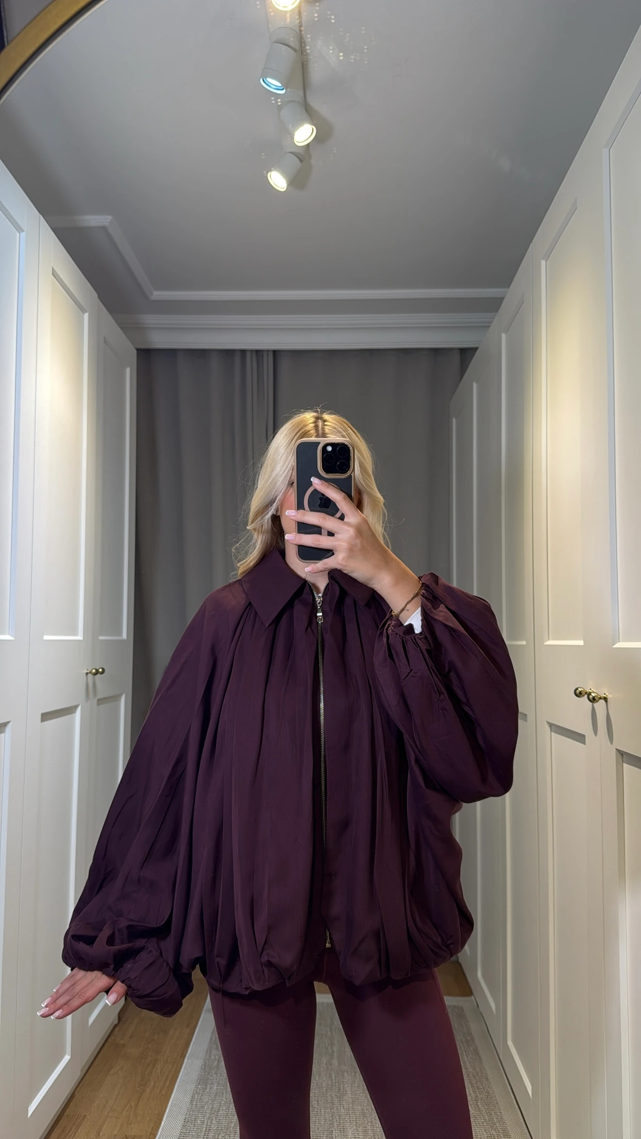 BORDO YARASA KOL OVERSIZE CEKET