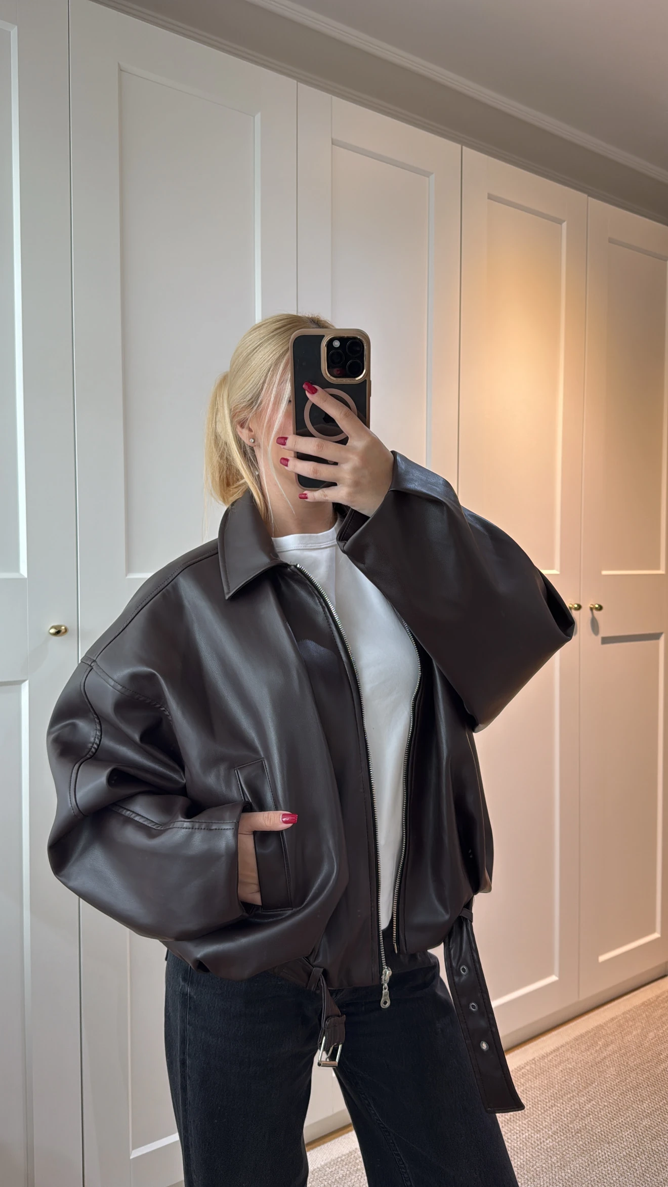 ACI KAHVE DERİ CEKET