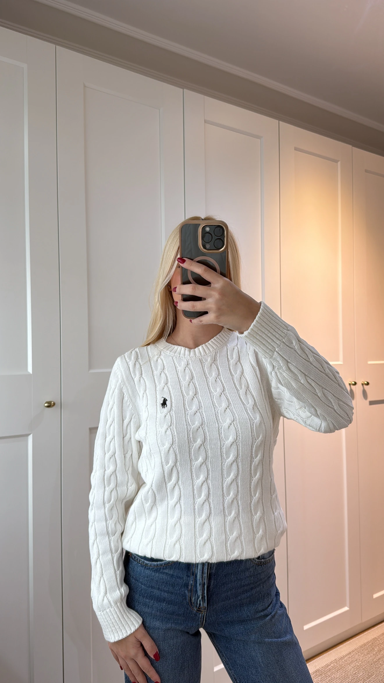 MARKA MODEL BİSİKLET YAKA KAZAK-BEYAZ