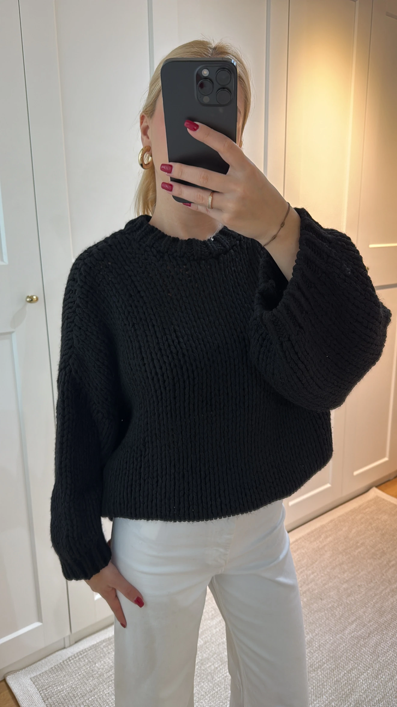 ÖRGÜ TRİKO KAZAK -SİYAH