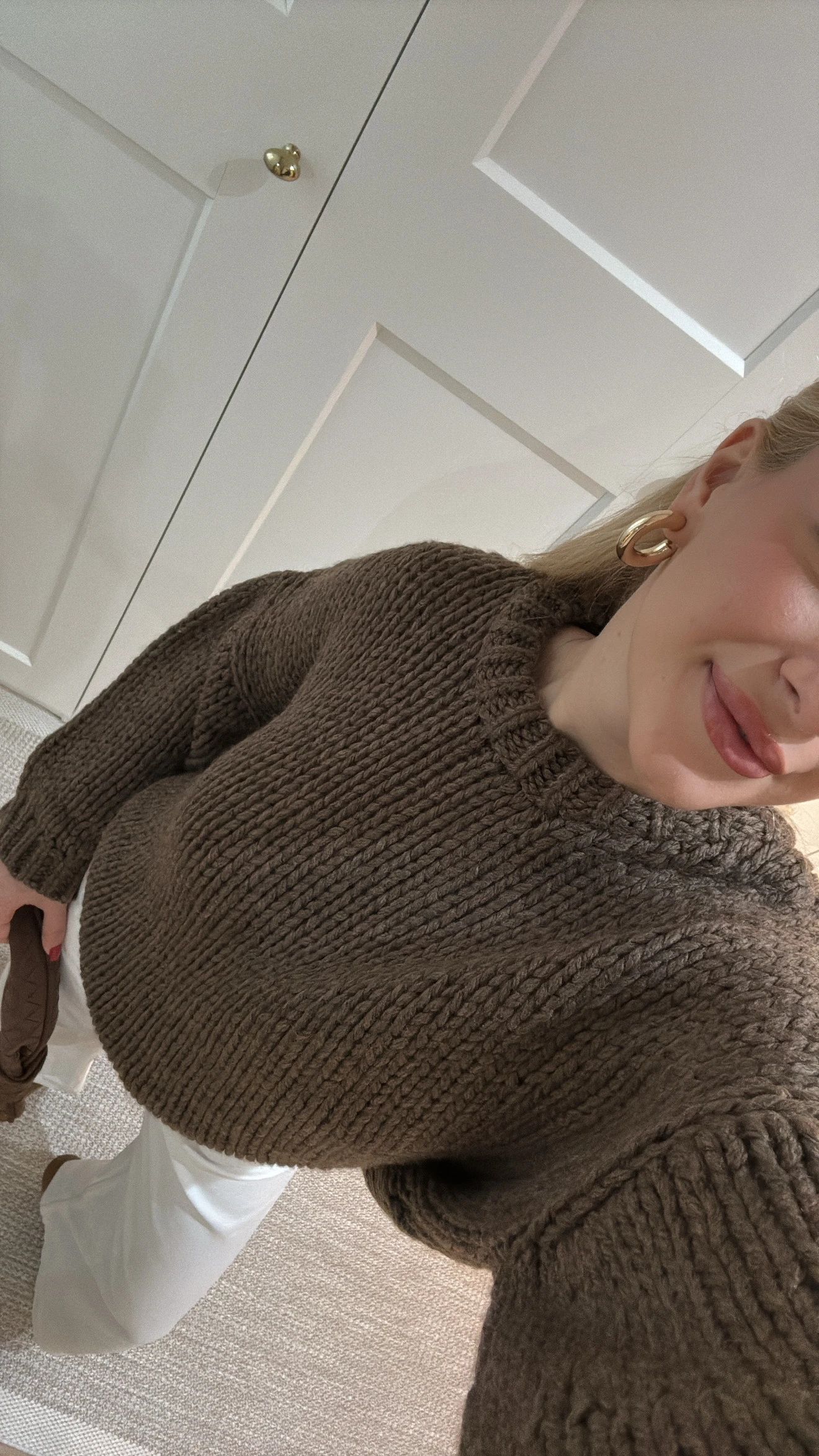 ÖRGÜ TRİKO KAZAK -KAHVE