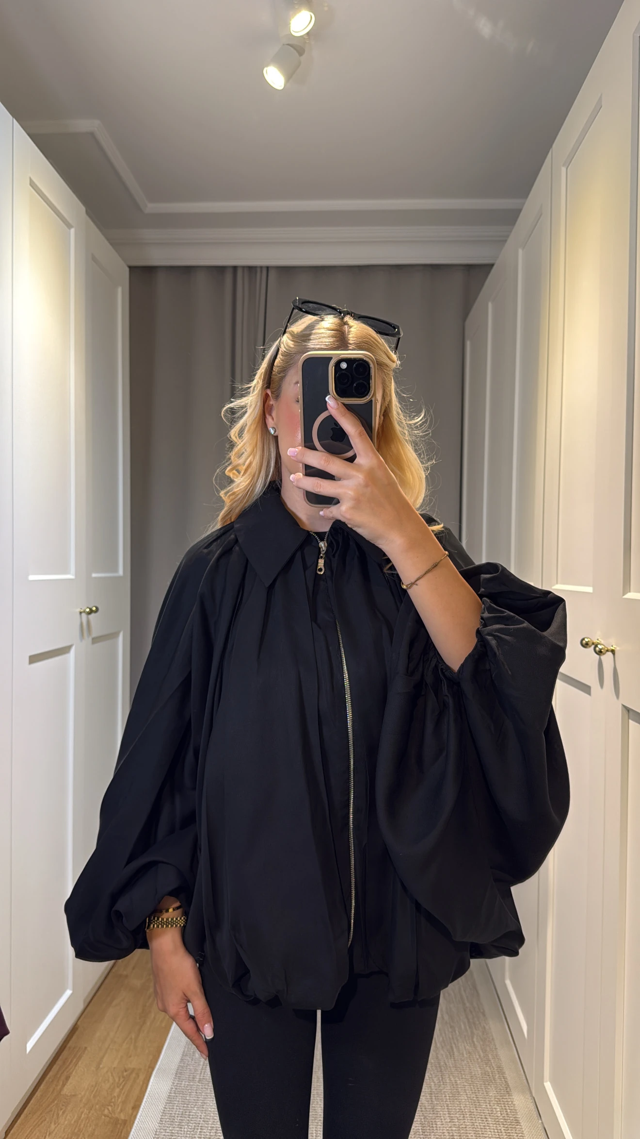 SİYAH YARASA KOL OVERSİZE CEKET