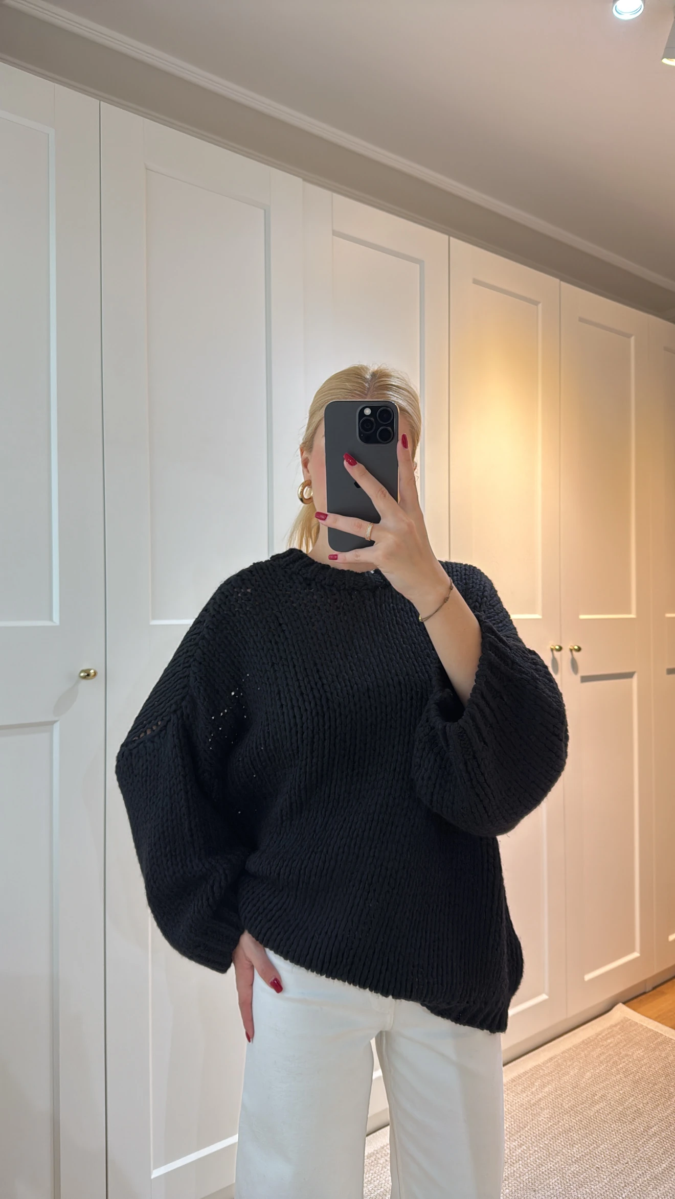 ÖRGÜ TRİKO KAZAK -SİYAH