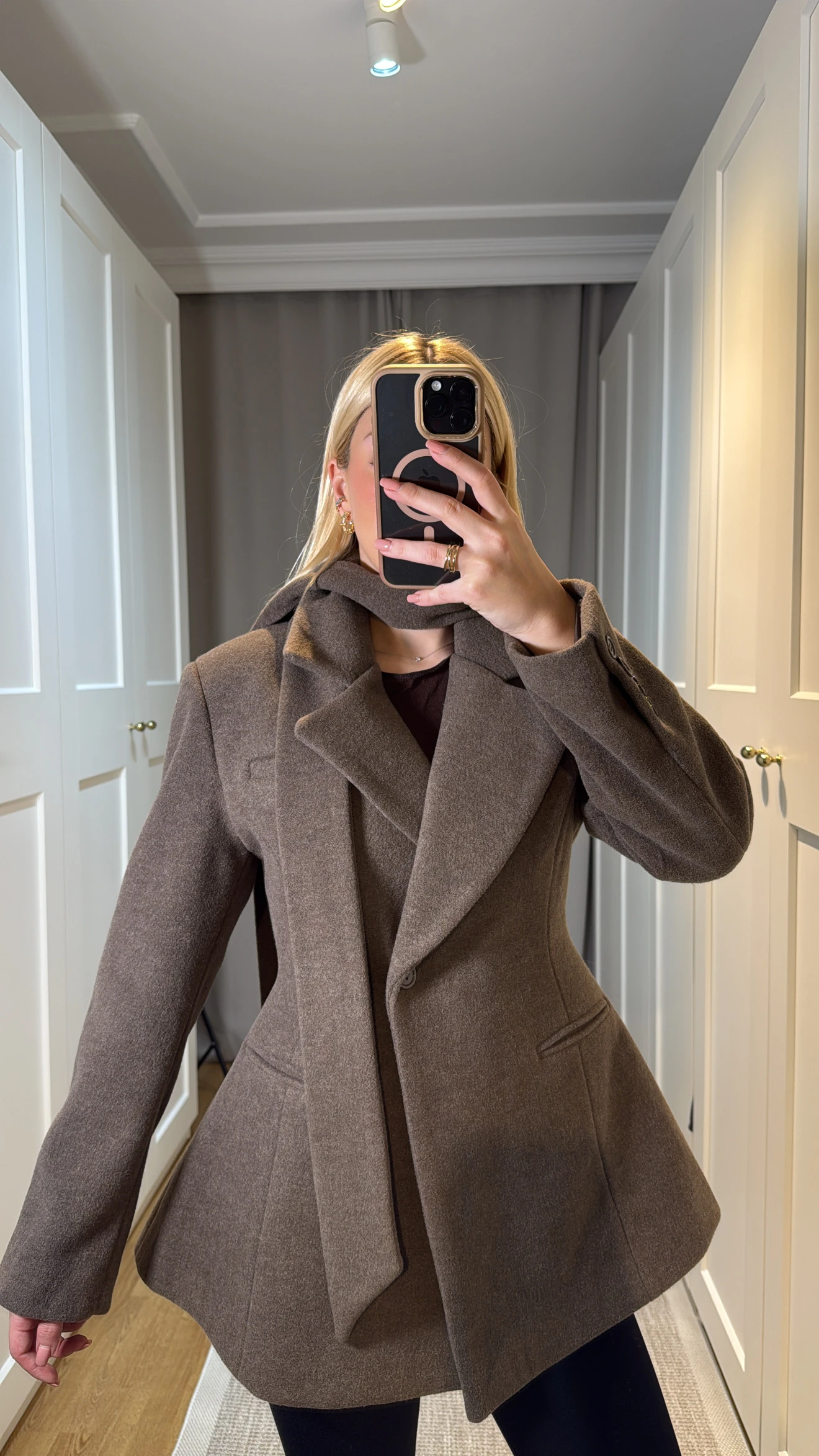 BEL DETAYI KAŞE BLAZER CEKET-KAHVE