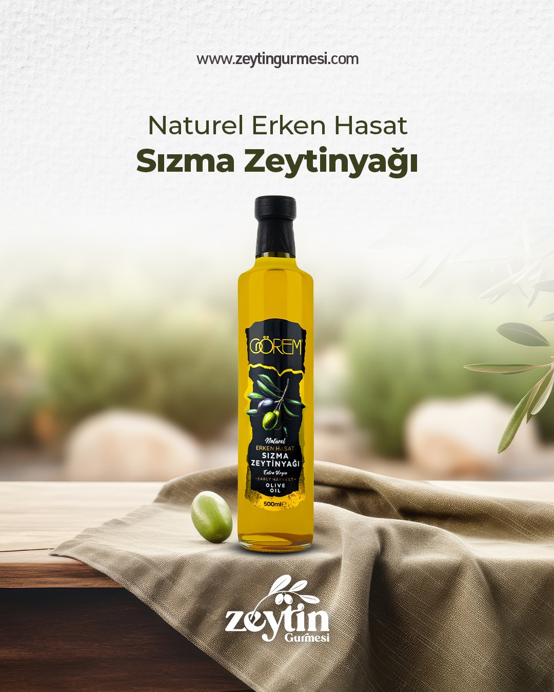 Erken Hasat Soğuk Sıkım Sızma Zeytinyağı 500 ml.