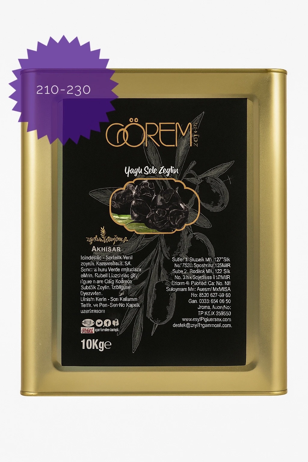 #Gemlik Cins Yağlı Sele (210-230) - 10 kg teneke