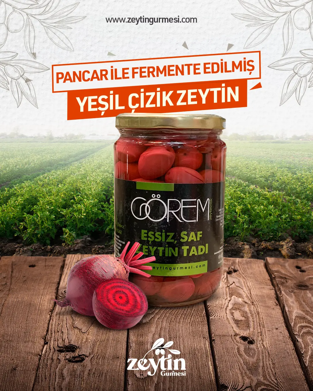 Pancar ile fermente edilmiş çizik zeytin 400 gr.