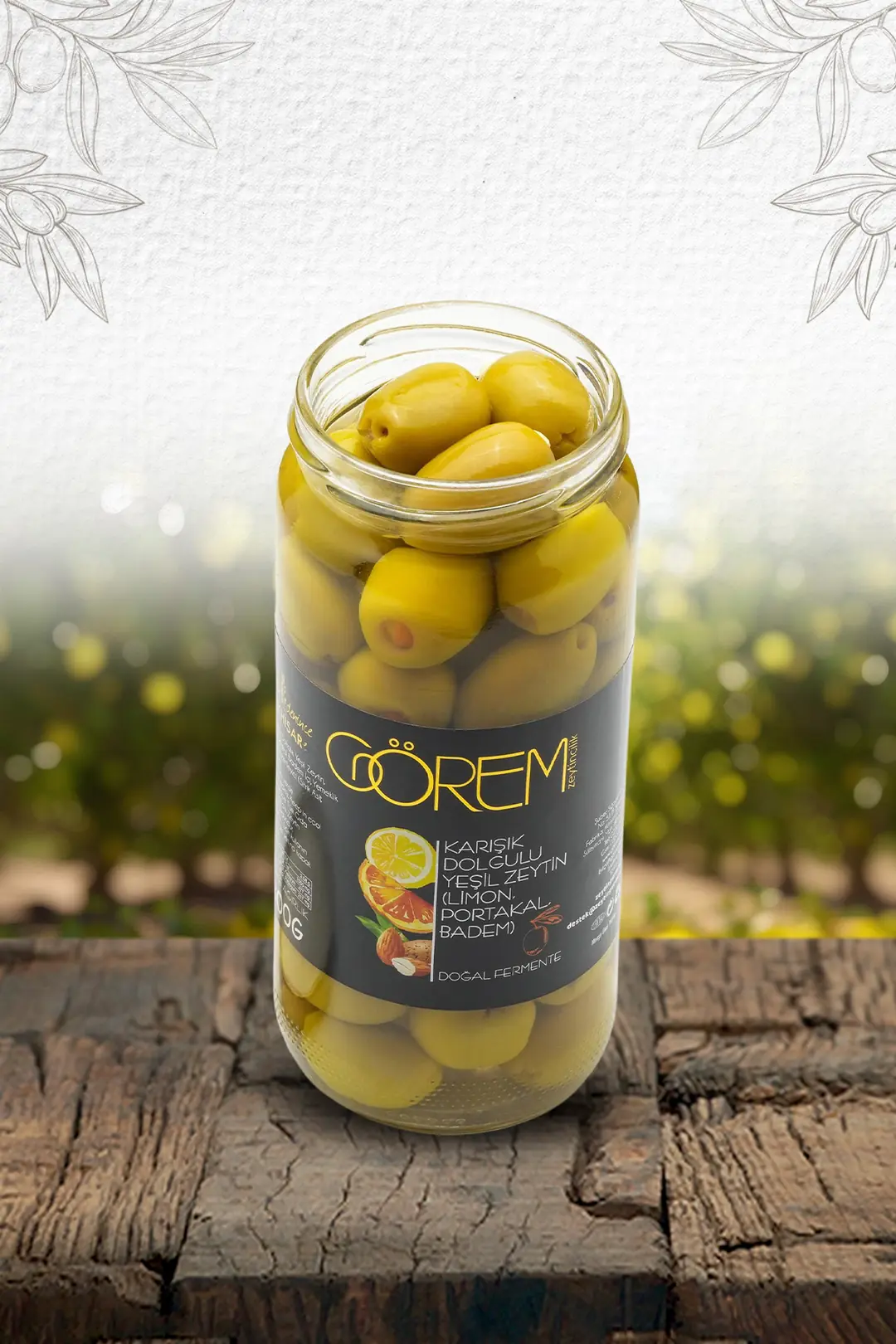 Limon- Portakal- Badem Karışık Dolgulu Yeşil Zeytin 300 gr.