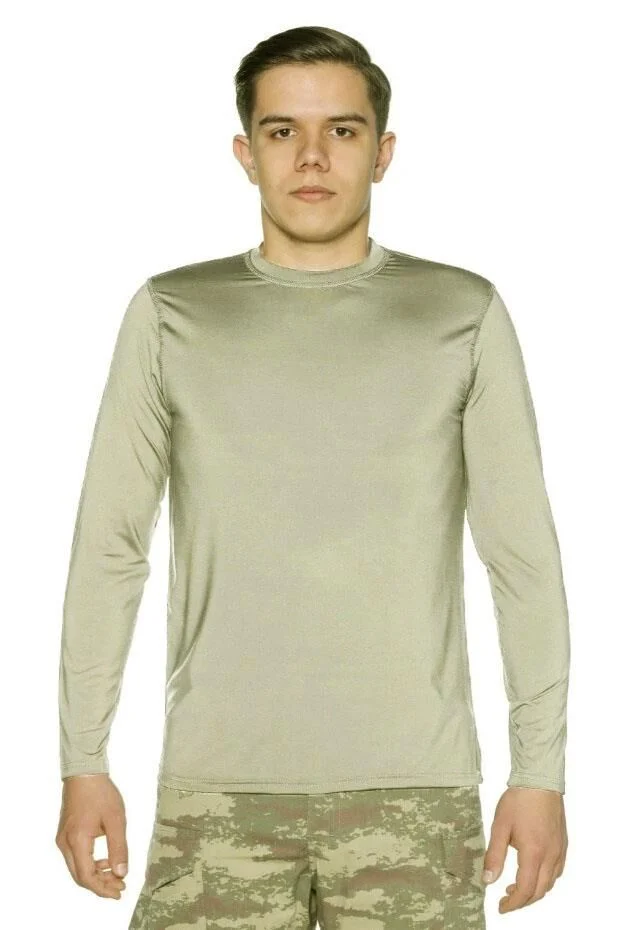 Single Sword Uzun Kol Microfiber T-Shirt - Tişört - TAN