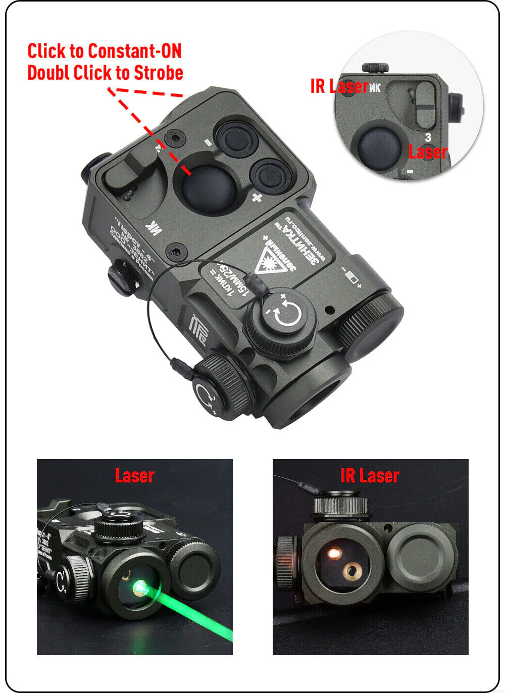 Perst-4 Combined Device Gen.3.0 (Visible & IR Laser) – OD Green / Haki (Alüminyum) Zenitco