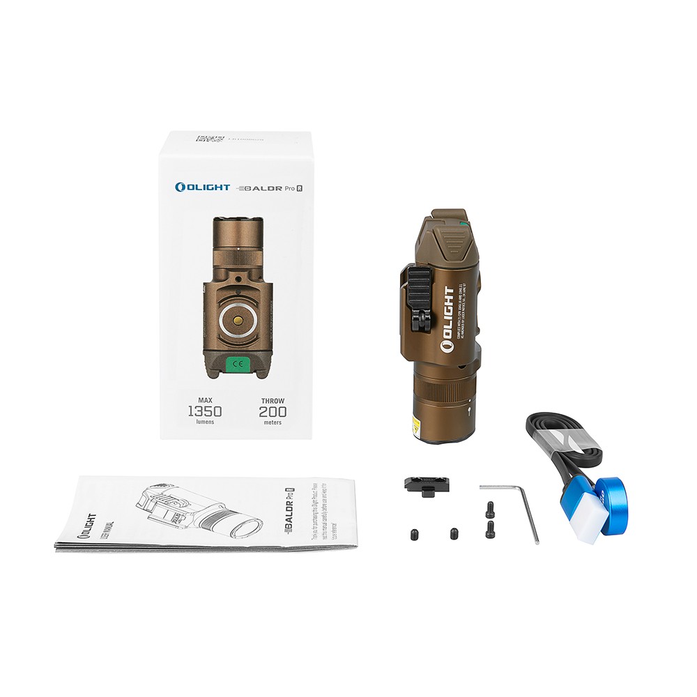 Olight Baldr Pro R – Şarjlı Taktik Silah Üstü Işık ve Yeşil Lazer | 1350 Lümen Tan