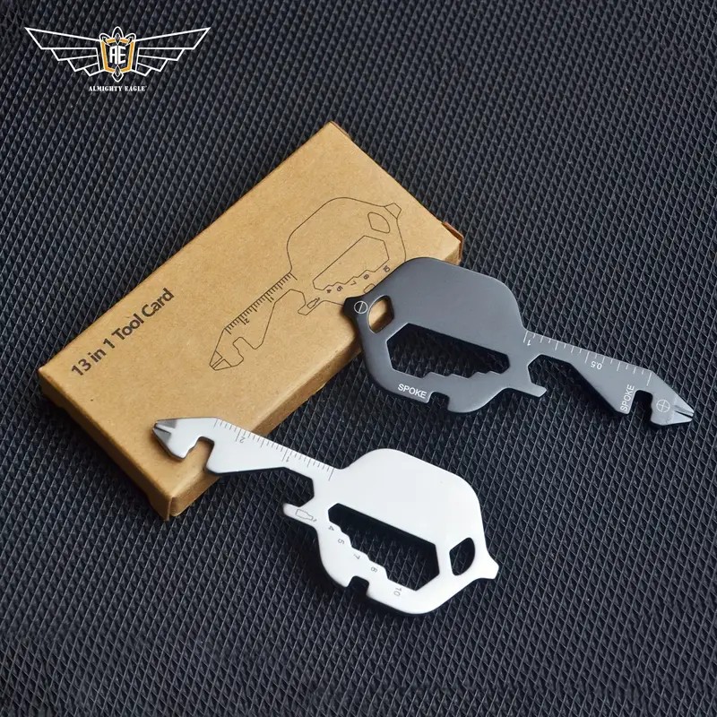 ALMIGHTY EAGLE 13'ü 1 Arada Mini Anahtarlık Çok Amaçlı Alet Multitool Siyah