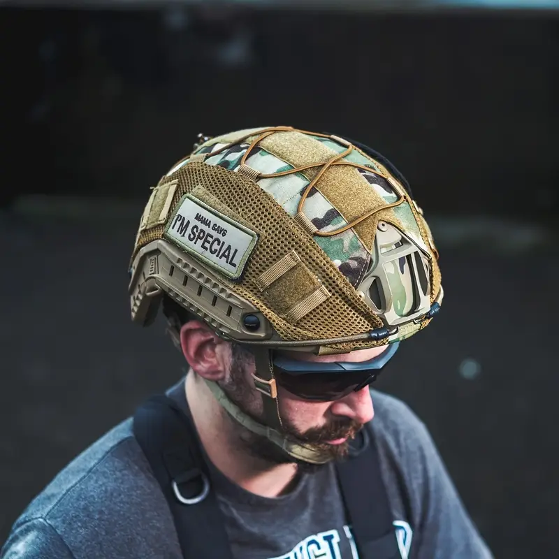 Kulaksız Kompozit Başlık Kılıfı - Kask Miğfer Kılıfı Black Multicam