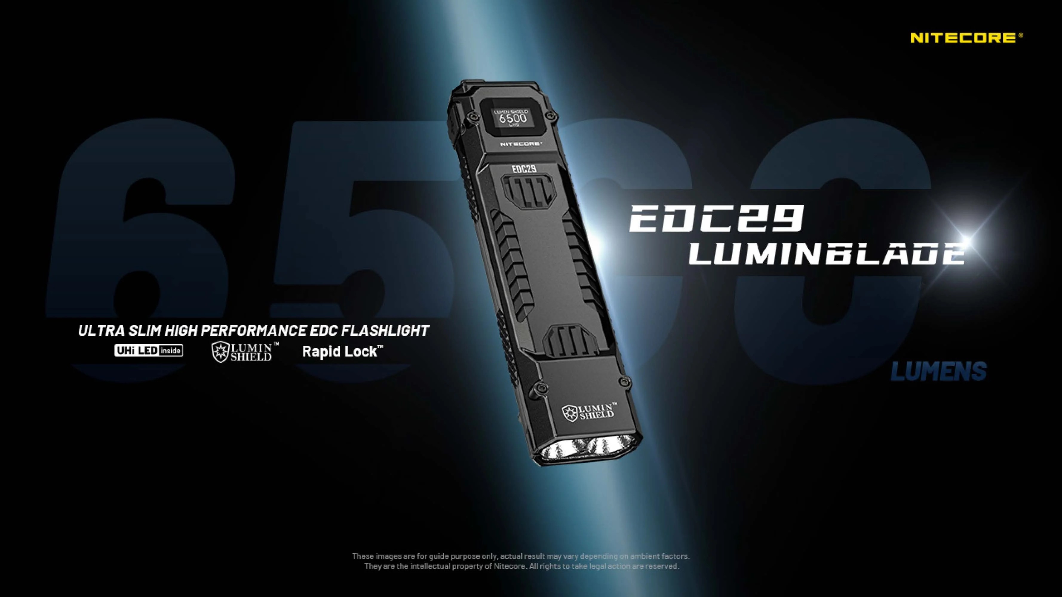 Nitecore EDC29 – 6500 Lümen USB-C Şarjlı Kompakt Düz El Feneri | Floodlight & Spotlight Modlu Taktik EDC Fener | 437 Metre Menzil, 61 Saat Çalışma Süresi