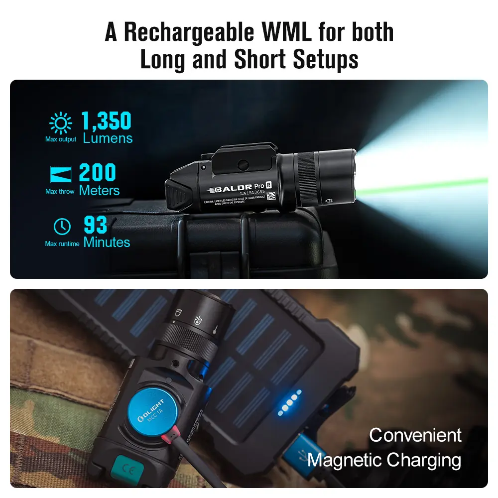Olight Baldr Pro R – Şarjlı Taktik Silah Üstü Işık ve Yeşil Lazer