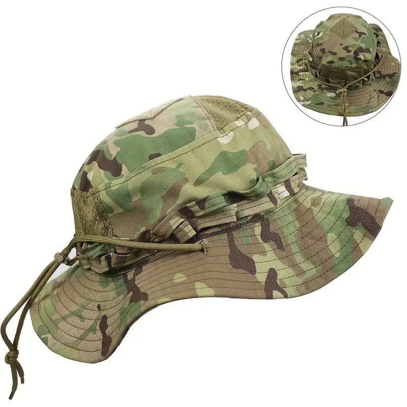Erkek Taktik Kamuflaj Güneş Şapkası – Nefes Alabilir, Geniş Siperlikli Outdoor Şapka | Katlanabilir, Hafif ve Gölgelikli Jungle Safari Multicam Kamuflaj