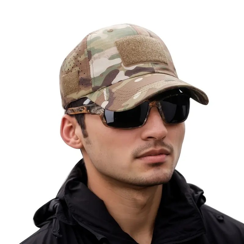 Taktik Askeri Kamuflaj Şapka – Yazlık Erkek Güneş Koruyucu Nefes Alabilir Outdoor Şapka | Balıkçılık, Kamp, Avcılık, Doğa Yürüyüşü İçin Ayarlanabilir Asker Şapka Multicam Kamuflaj