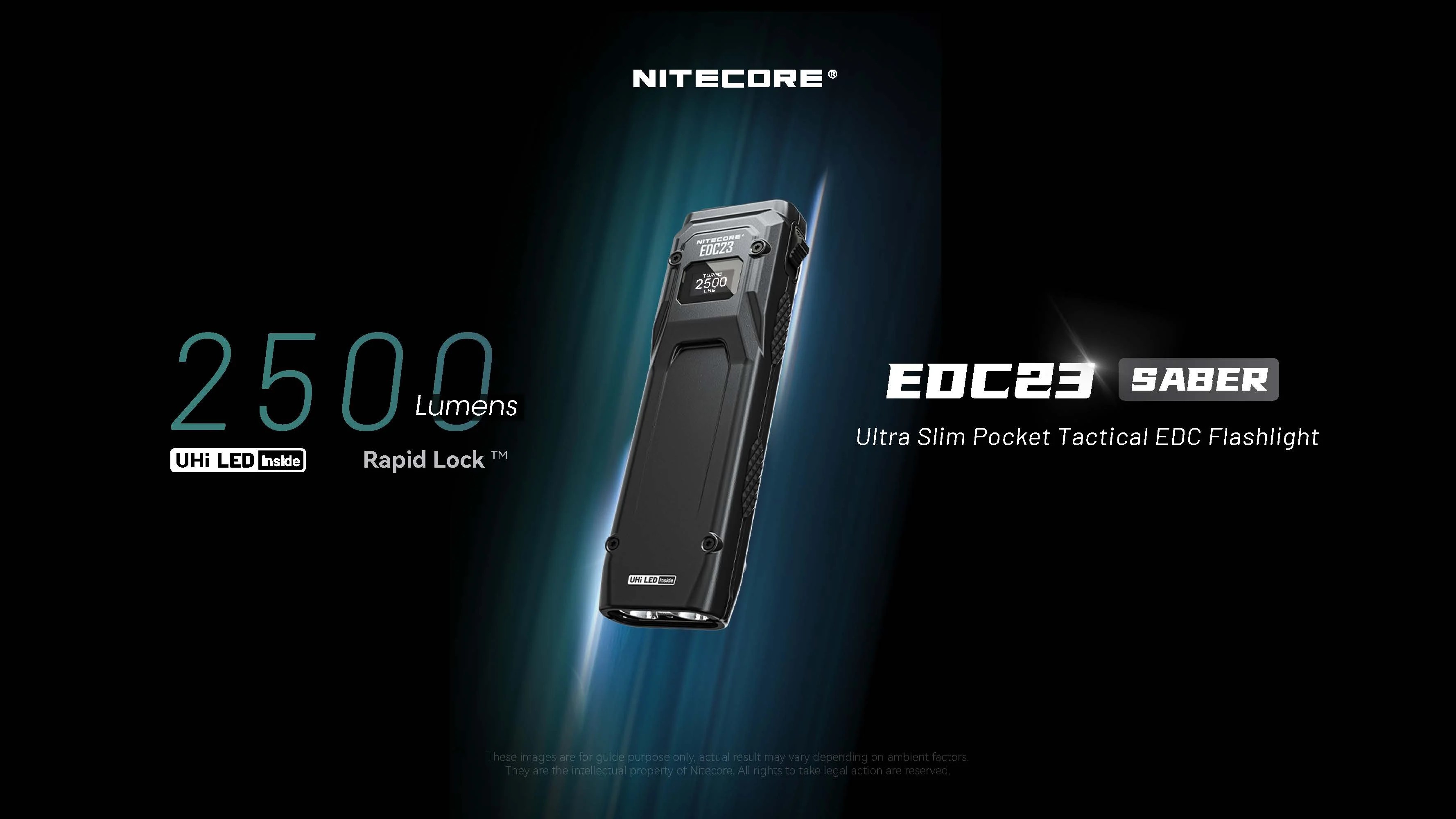 Nitecore EDC23 – 2500 Lümen USB-C Şarjlı Ultra İnce Taktik EDC El Feneri | 306 Metre Menzil, OLED Ekran, 39 Saat Çalışma Süresi