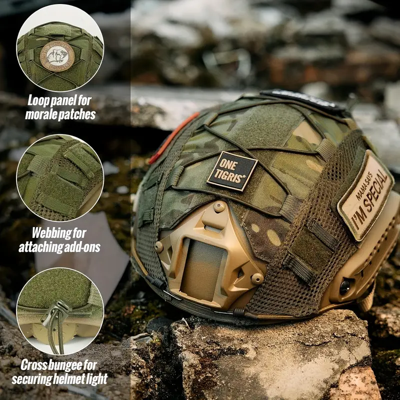 Kulaksız Kompozit Başlık Kılıfı - Kask Miğfer Kılıfı Black Multicam