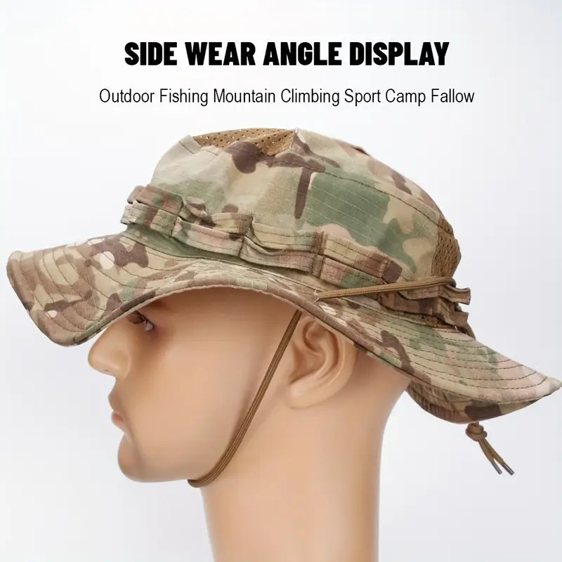 Yeni Taktik Kamuflaj Nefes Alabilir Güneş Koruyucu Kovboy Şapka – Dağcılık, Balıkçılık ve Outdoor Aktiviteler İçin Uygun Safari Jungle Multicam Kamuflaj