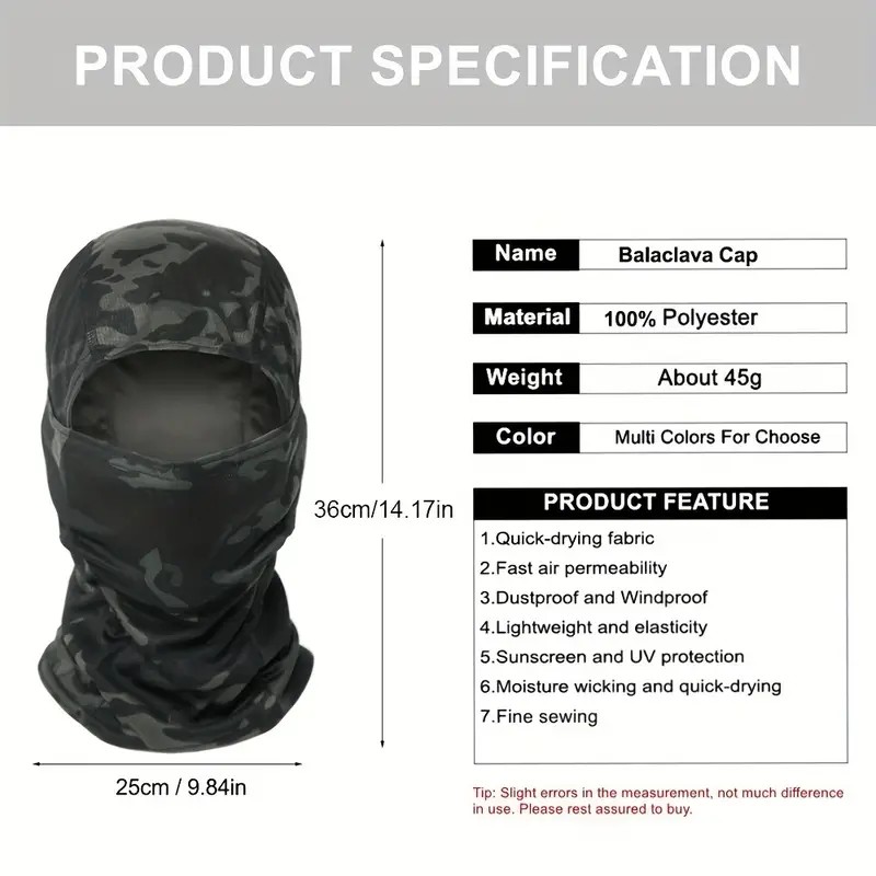 Su ve Rüzgar Geçirmez Balaclava Kar Maskesi MULTİCAM TROPİC